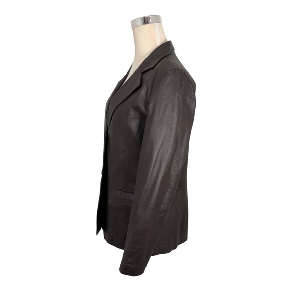 Vintage Chadwick’s Women's Size 8 Chocolate Brown Leather Blazer Jacket Y2K 90s - Picture 2 of 7